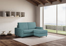 Divano 2 Posti con Pouf 168x145x85 cm Sakar in Tessuto Petrolio