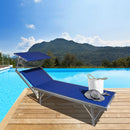 Lettino Prendisole da Giardino 183x58x36 cm in Alluminio e Textilene Blu