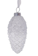 Set 4 Addobbi Natalizi Pigna da Appendere 4,5x10 cm in Vetro