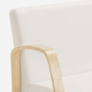 Divano 2 Posti 112x70x80 cm in Legno e Tessuto Bianco