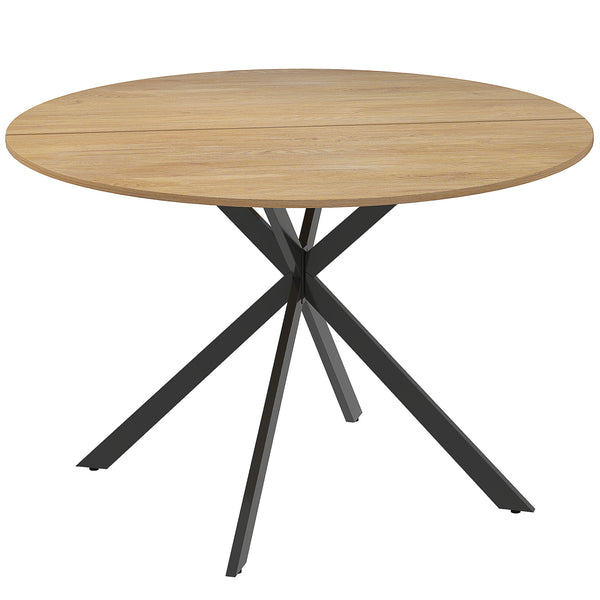 Tavolo da Pranzo Rotondo Stile Industriale Ø120x75 cm con Gambe a Croce in Acciaio Colore Quercia online
