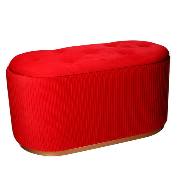 Pouf de rangement 82x42xh41 cm en tissu velours rouge prezzo