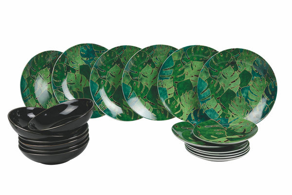 acquista Service De Table 18 Pièces en Porcelaine et Grès 6 Places VdE Tivoli 1996 Luxury Palms