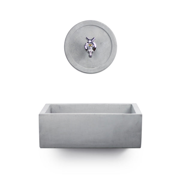 Lavello Rettangolare da Esterno 45x35 cm con Rosone Installazione a Muro in Cemento Madrid Grigio acquista