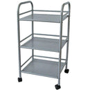 Carrello Portaoggetti Multiuso 3 Ripiani Bagno Cucina Parrucchiere Estetista 4 Ruote in Acciaio      