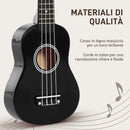 Ukulele per Principianti da 21 Pollici Plettro e Corda di Ricambio in Legno con Corde in Nylon Nero      
