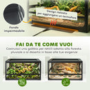 Rettilario Rialzato e Pieghevole 60x45x32 cm con Coperchio e Pareti in Vetro Temperato e Plastica Nero      