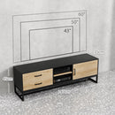 Mobile TV Max 60"" con Armadietto Cassetti e Ripiani 140x35x45 cm Legno Naturale  