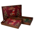 Set 3 Vassoi in legno con scritta Merry Christmas rettangolare