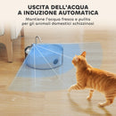 Fontanella per Gatti 30,5x31,2x19,3 cm Capacità 7L con Luce LED e Tripla Filtrazione in Acciaio Inox 304 Argento 