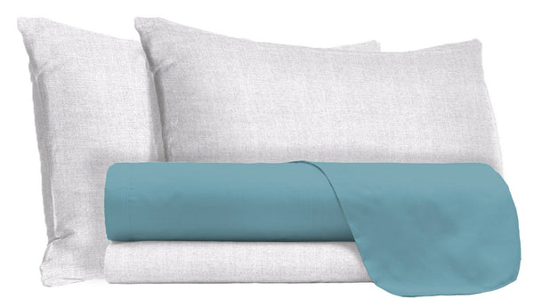 Ensemble de draps et taies d'oreiller en coton sarcelle différentes tailles acquista