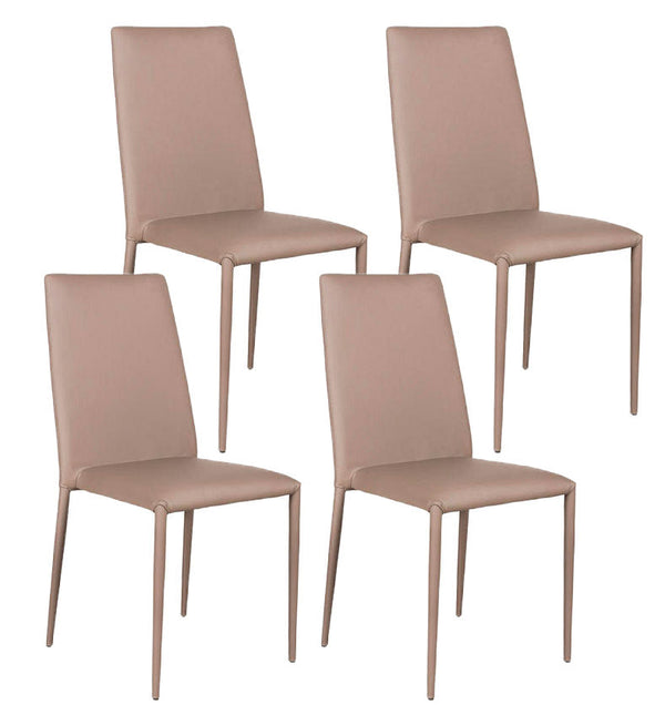 sconto Lot de 4 chaises Cleo Tortora simili cuir 40x42xH96 cm