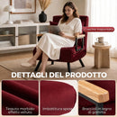 Poltrona Letto Imbottita 3 in 1 63x73x81 cm con Schienale Reclinabile in 5 Posizioni e Cuscino in Velluto Rosso Vino      