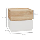Comodino 2 Cassetti 50x40x47,5 cm Design Moderno Nature Wood e Bianco