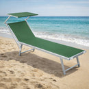 Lettino da Spiaggia Prendisole 190x60x40-90 cm Brandina con Parasole in Alluminio Verde     