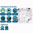 Vasca Idromassaggio Monoblocco Calypso per 5 Persone 200x200x82 cm in Acrilico US Color Legno      