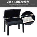 Panca Sgabello per Pianoforte con vano portaoggetti altezza regolabile 54.5x33x48-58 cm Nero 