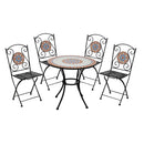 Set Tavolo con Mosaico + 4 Sedie Pieghevoli Salotto Taormina