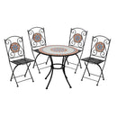 Set Tavolo con Mosaico + 4 Sedie Pieghevoli Salotto Taormina
