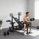 Panca da Palestra Regolabile con Supporto per Bilanciere 210x110x103-123 cm in Acciaio e PU Nero