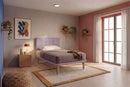 Letto Singolo con Rete Rivestita Microfibra Glicine Tessis Testata Square Varie Misure