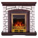 Camino Elettrico da Pavimento 105,8x110x30 cm Effetto Fiamma 2000W Natali & Galileo Gold Bianco/noce scuro
