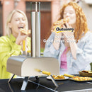 Forno per Pizza a Pellet 79x36x75 cm con Pietra Refrattaria e Pala in Acciaio Inox Argento  