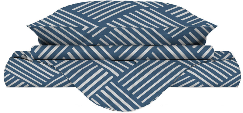 Copripiumino con Federe Stampato in Microfibra City Life Blue Varie Misure