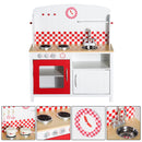 Cucina Giocattolo per Bambini con Accessori in Legno Bianco e Rosso 70x30x88 cm 