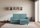 Divano 2 Posti con Pouf 168x145x85 cm Sakar in Tessuto Petrolio
