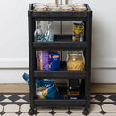 Carrello Salvaspazio Cucina Bagno Scaffale Portaoggetti Multiuso Nero 4 Ripiani