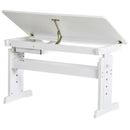 Scrivania da Ufficio con Ripiano Inclinabile e Altezza Regolabile in MDF 109x55x63,6 cm  Bianca