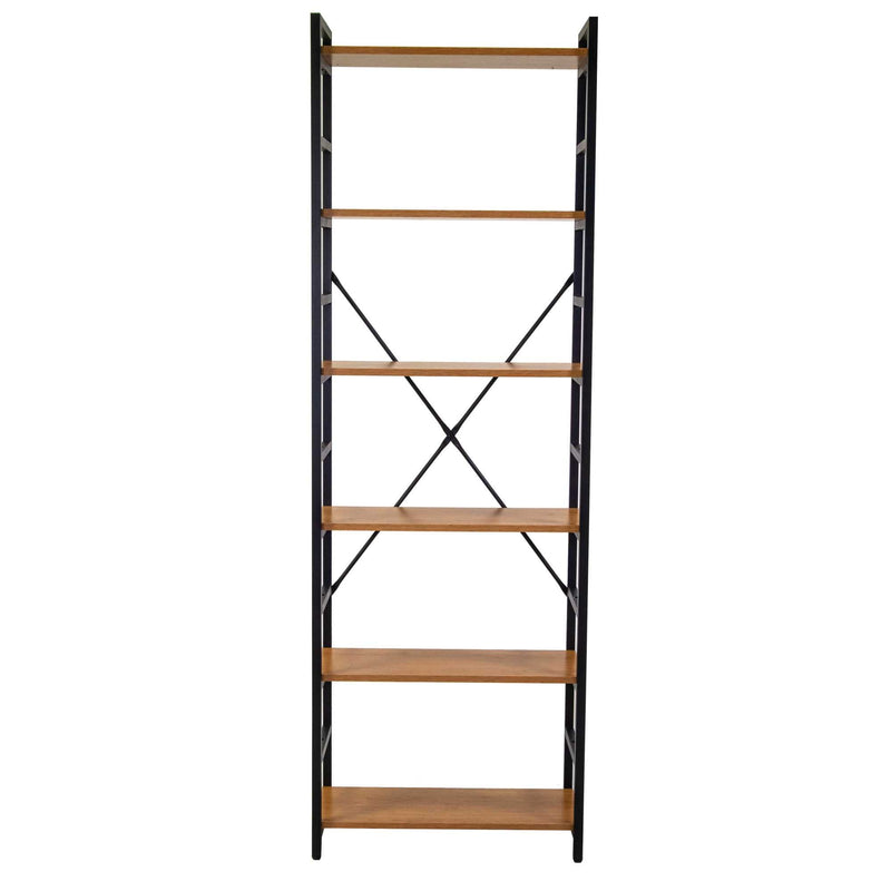Libreria 6 ripiani 60x28xh184,5 cm in Metallo e Legno Achille Naturale
