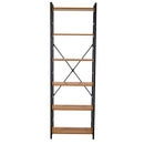 Libreria 6 ripiani 60x28xh184,5 cm in Metallo e Legno Achille Naturale