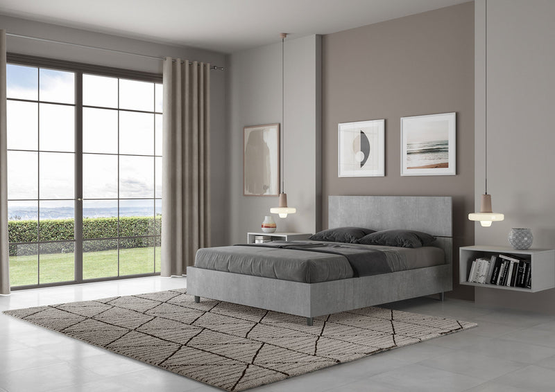 Letto Matrimoniale Francese Demas Testata Dritta  Cemento Varie Misure