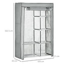 Armadio Guardaroba da Campeggio 103x43x162,5 cm 6 Ripiani Aperti e un Appendino in Tessuto non Tessuto Grigio