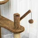 Albero Tiragraffi per Gatti 48x48x87 cm in Corda Sisal Rivestimento in Peluche Caffè