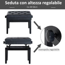 Panca Sgabello per Pianoforte con vano portaoggetti altezza regolabile 54.5x33x48-58 cm Nero 