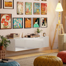 Mobile Sospeso con Armadietti con Ante a Ribalta 140x33x29,8 cm in Truciolare Bianco Lucido   