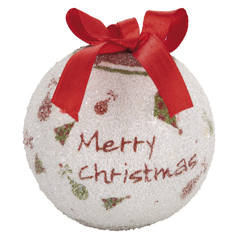 Set 14 Palle di Natale Ø7,5 cm in Polyfoam con Box Bianco