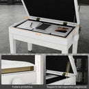 Sgabello Pianoforte 54,5x33x48-58 cm Regolabile con Vano Portaoggetti e Seduta Imbottita Bianco      