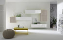 Parete Attrezzata Mobili Salotto con 6 Mobili Sospesi 335x31x15cm TFT  Boost Bianco e Beige