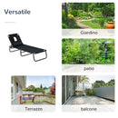 Lettino Sdraio con Apertura per Viso Pieghevole in Tessuto Oxford Nero 190x56x28 cm 