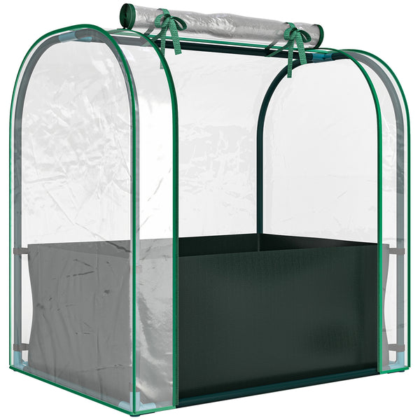 prezzo Mini Serra 68x50x70 cm con Aiuola per Coltivazione e Porta Avvolgibile in Acciaio e PP Verde Scuro