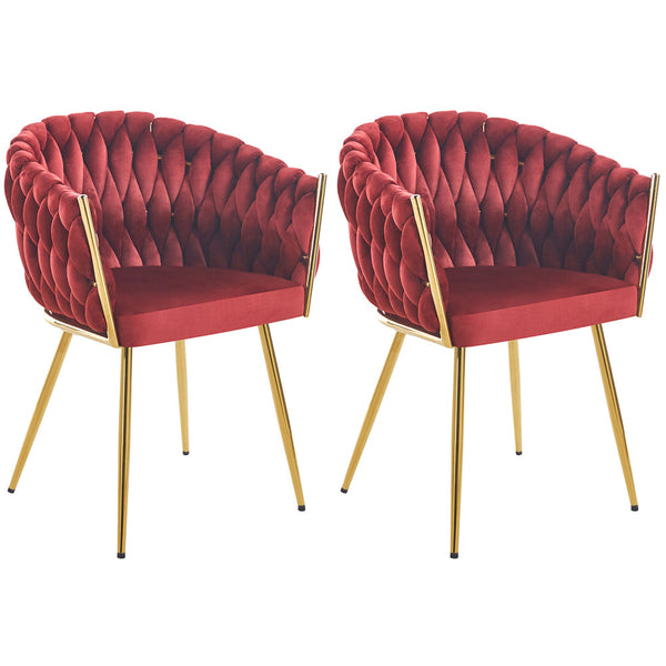 sconto Set 2 Sedie per Sala da Pranzo e Ufficio in Velluto Rosso Scuro Sedia Ergonomica