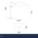 Ombrellone da Giardino Decentrato 2x3m in Alluminio Telo in Poliestere Panna