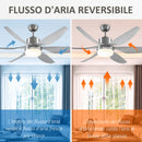 Ventilatore da Soffitto 6 Pale e Lampada LED Ø132x40 cm 6 Velocità Argento