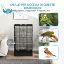 Gabbia per Uccelli 61x36.5x98 cm con Vassoio Estraibile e Posatoi Voliera per Pappagalli Nero      