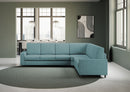 Divano Angolare 6 Posti 286x226x85 cm Sakar in Tessuto Petrolio
