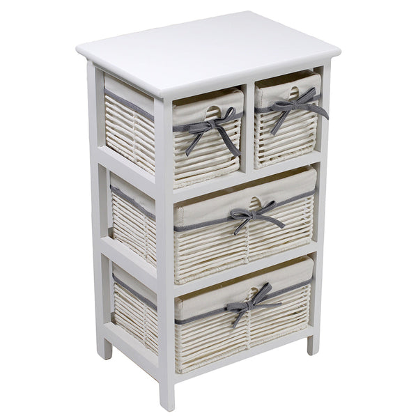 Commode 4 tiroirs Hilary en bois blanc 38x28x65cm sconto